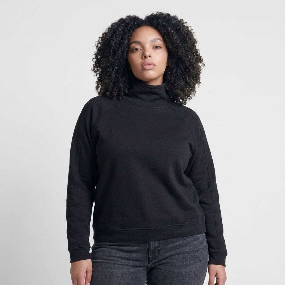 Cowl Neck Sweatshirt M Drawstring Chunky Cozy Laila Jayde Black Modal Blend